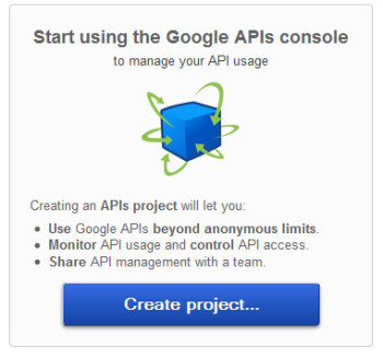Google API konzol, API key készítés. Kezdő képernyő.